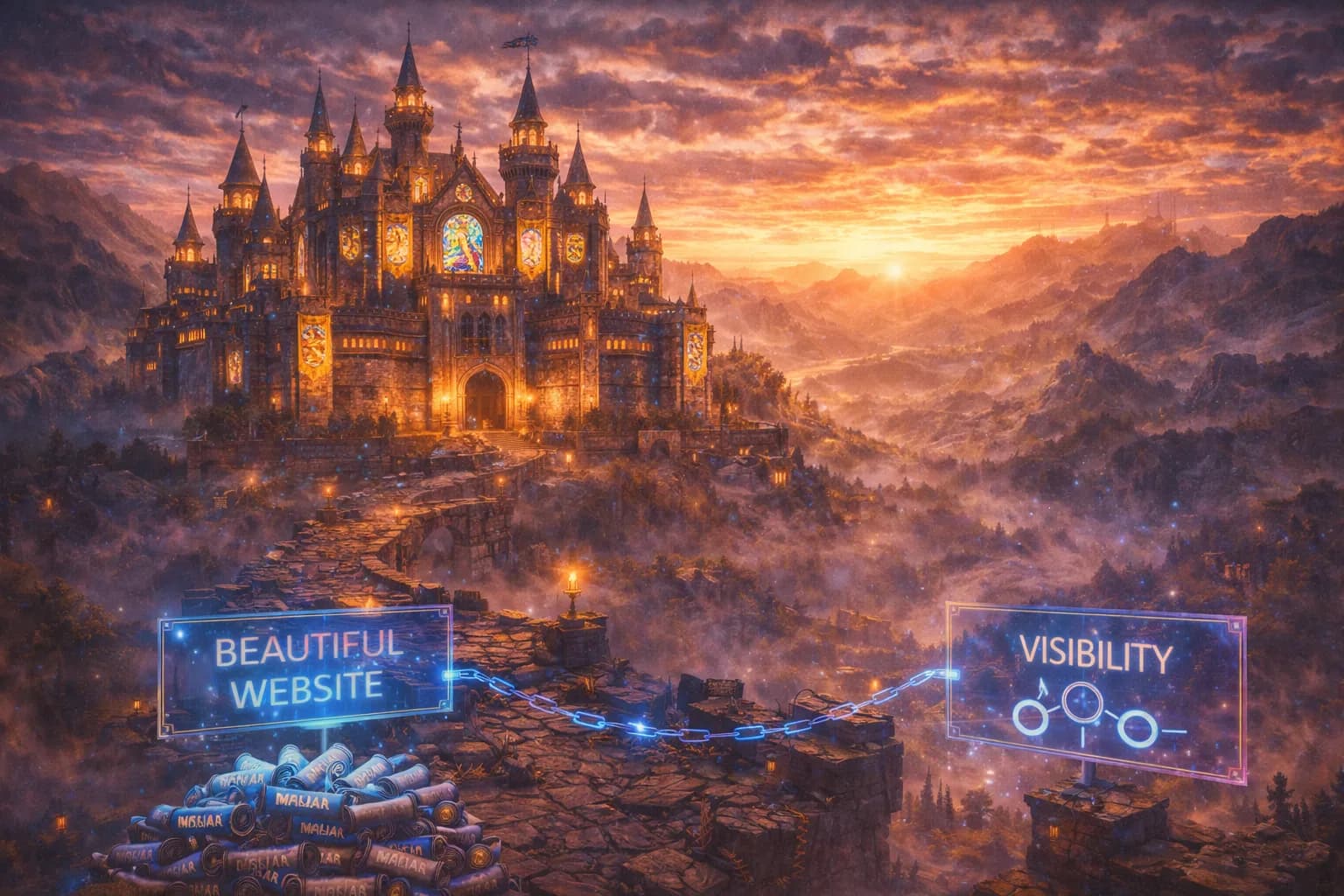 A stunning medieval castle with no visitors shows that a beautiful website does not automatically lead to stronger ranking.