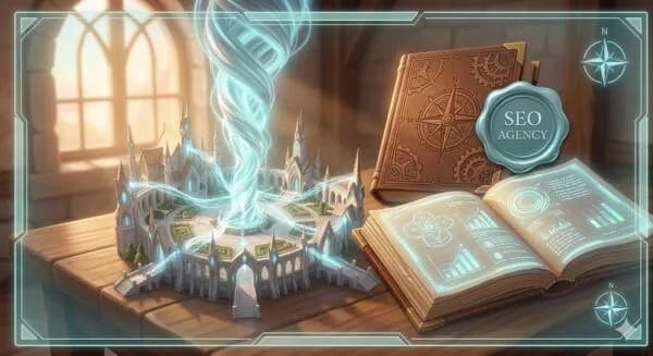 A model castle with a magical vortex representing an seo agency.
